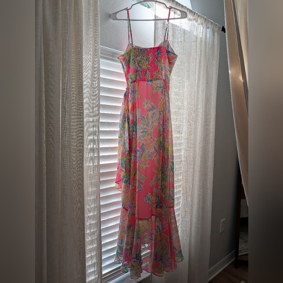Lilly Pulitzer Pink Tropical Floral Wrap Maxi Dress - Picture 2 of 3